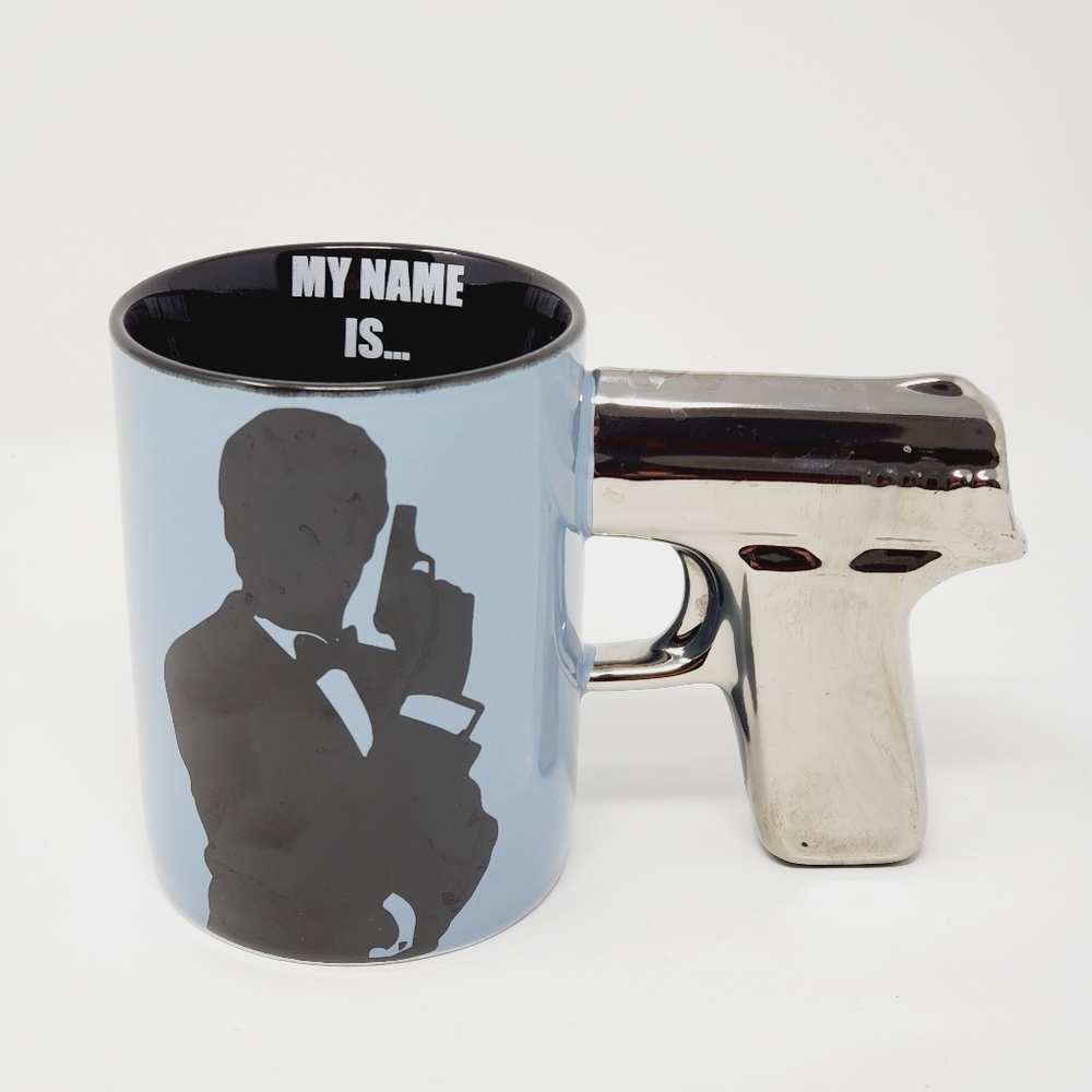 Secret Agent Coffee Mug with "MY NAME IS." Printed Inside
